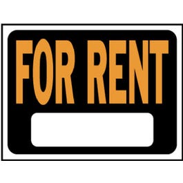"For Rent" Sign, Plastic, 9 x 12-In.