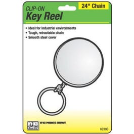 Key Reel Clip, Retractable, Chrome With 24-In. Chain