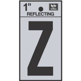 Address Letters, "Z", Reflective Black/Silver Vinyl, Adhesive, 1-In.
