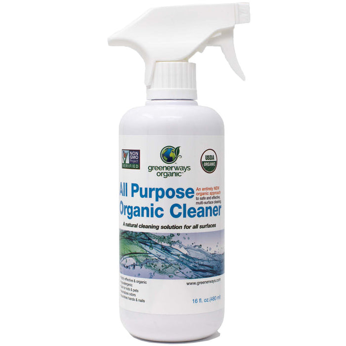 Greenerways Organic All-Purpose Cleaner, USDA Organic Non-GMO, Child Safe Multi-Surface Spray (16oz)
