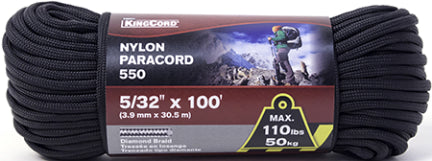 PARACORD NYLON 550 5/32 IN X 100 FT BK
