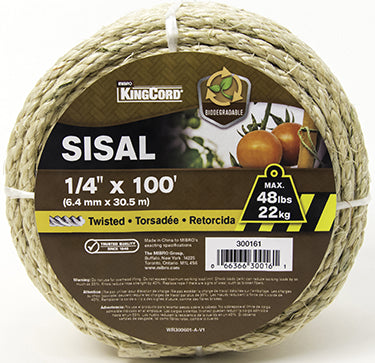 SISAL TWISTED 1/4IN X 100 FT NATURAL