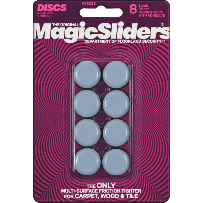 Magic Sliders 1 In. Round Adhesive Furniture Glide,(8-Pack)