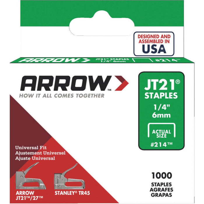 Arrow JT21 Light Duty Staple, 1/4 In. (1000-Pack)