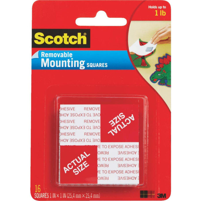 3M Scotch 1 In. x 1 In. 1 Lb. Capacity Removable Mounting Squares (16-Pack)
