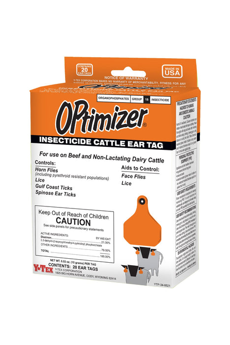 Y-Tex Optimizer Combo Insecticide Cattle Ear Tag, 20/pk