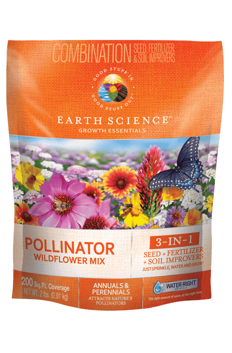 Earth Science 2 lbs. Pollinator All-In-One Wildflower Mix with Seed, Plant Food