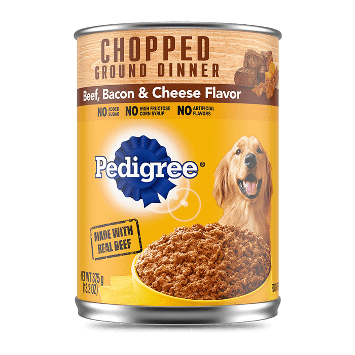 PEDIGREE® Wet Dog Food Chopped Ground Dinner with Beef, Bacon & Cheese Flavor 13.2 Oz