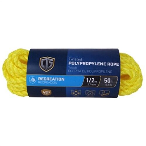 Mibro Kingcord Polypropylene Twisted Rope Yellow 1/2 in x 50 ft,