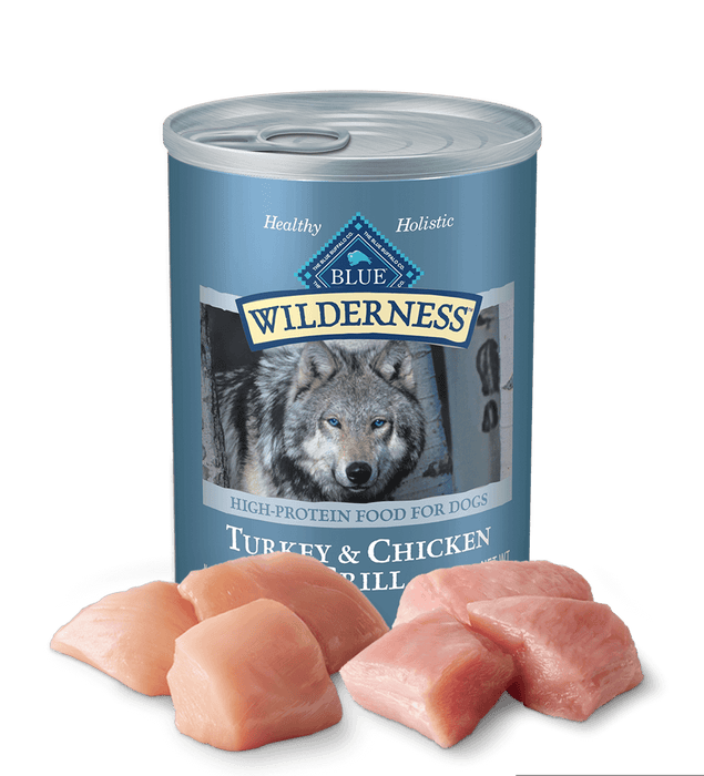 Blue Buffalo Wilderness Grain Free Canned Dog Food, Turkey and Chicken Grill Recipe (12x12.5 oz)